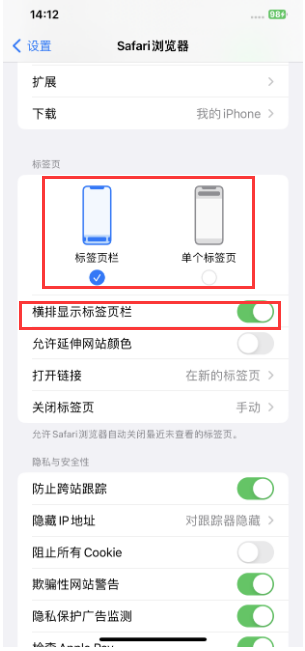 柳河苹果手机维修分享Safari浏览器如何切换标签栏位置 