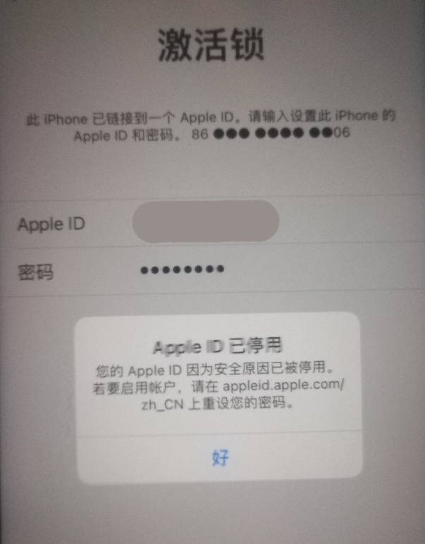 柳河苹果手机维修分享iPhone 12 出现提示“Apple ID 已停用”怎么办 