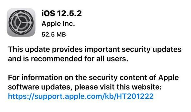 柳河苹果手机维修分享iOS12.5.2发布，建议所有老苹果用户安装 